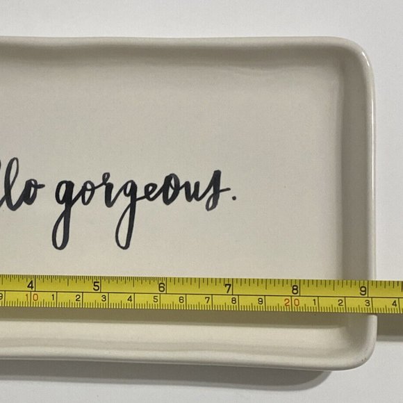 RAE DUNN HELLO GORGEOUS Platter Plate Dish Serving Vanity Tray Ceramic Coastal - Picture 8 of 9